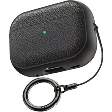 Zebana Zb-Ap9 Airpods Pro 2 Classic Deri Airpods Kılıfı (Halka Askı Dahil) Siyah