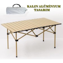 Büyük Boy Gold Alüminyum Katlanır Kamp Masası, 95X55X50 Cm, Piknik Seti, Çanta Tipi