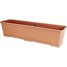 Kemer Balkon Saksısı, Dikdörtgen Plastik Saksı, Kahverengi, Geniş Hazneli, Çiçeklik (70 Cm-15