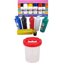 60ML Akrilik Boya, 6 Renk Tuval Boyası, Resim Su Kabı, Fırça Kabı Karışık