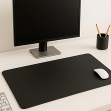 Kleen Pu Deri Masa Matı, Dikişli Kenarlı, Çift Yönlü Kullanım, Büyük Boy, Ofis Için (Siya