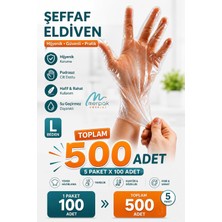 Şeffaf Eldiven Hışır Poşet Eldiven Tek Kullanımlık 5 x 100 Adet