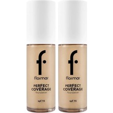 Perfect Coverage Yüksek Pigmentli & Yarı Parlak Bitişli SPF15 Fondöten 102 Sft Beıge (2 Paketi)