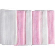 Mycey Müslin Kumaş Ağız Bezi 6'li Set, Pembe Beyaz