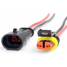 Alkatronik 2 Pin Kablolu Su Geçirmez Konnektör Çift IP65 200MM Kilitli Erkek Dişi Kolay Bağlant