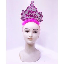 İlkyaz Fashion Happy Birthday Neon Pembe Renk Doğum Günü Tacı 24X15 cm BX40