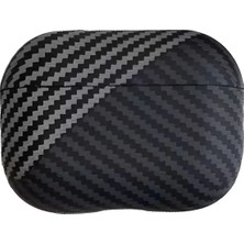 Zebana Zb-Ap8 Airpods 4.nesil Karbon Fiber Desenli Koruma Kılıfı Gri - Siyah