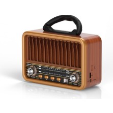 Polosmart FS111 Kablosuz Nostaljik Radyo Bt 5.3 Type-C Destekli Fm Am Sw Hafızalı Şarjlı Kahvere