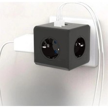 Isıya Dayanıklı Termal Akım Korumalı ve Çocuk Korumalı 3 Priz Girişli 3 USB Girişli Küp Pr