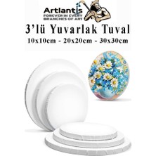 Yuvarlak Tuval 10X10 20X20 30X30 3 Adet Arkadan Zımbalı Astarlı Resim Tuvali Daire Tuval Akrilik