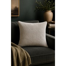 Fuly Consept Home Design Fuly Consept Dokulu Jakarlı Kırlent Kılıfı 43X43 cm Gri Bej Gold Dekoratif