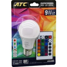 sbodurhome ATC-RGB-9W  Kumandalı   9W=60W  Rgb=16-Renkli LED Ampul E27 800 Lümen 6500K 25.000 Saat Ömür Bx4