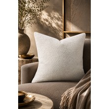 Fuly Consept Home Design Fuly Consept Ekru Dokulu Dekoratif Kırlent Kılıfı 43X43 cm Modern Kabartma Desenli