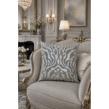 Fuly Consept Home Design Fuly Consept Avangart Jakarlı Kırlent Kılıfı 43X43 cm Gri Gold Desenli Dekoratif Yastık