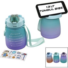 sbodurhome 1.3lt - Tombul Pipetli Renkli Plastik Suluk Matara Kilitli Kapaklı - Telefonluklu BX40