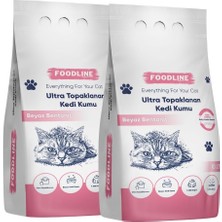 Ince Taneli Bentonit Topaklanan Kedi Kumu (10 Lt x 2 Adet, Bebek Pudrası)