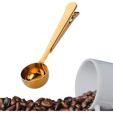 sbodurhome Mandallı Kahve Ölçü Kaşığı Gold Çok Fonksiyonlu Paslanmaz Çelik Kaşık BX40