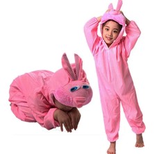 sbodurhome Çocuk Tavşan Kostümü Pembe Renk 6-7 Yaş 120 cm BX40
