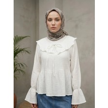 Foremia Yaka Bağlamalı Tunik-Ekru -