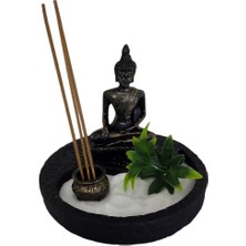T. Concept Dekoratif Mini Zen Bahçesi, Buda Heykeli, Zen Felsefesi Ev Ofis Dekorasyonu (Siyah Yuvar