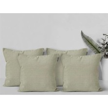 Goccia Home 4'lü Kırlent Kılıfı Keten Görünümlü Soft Koltuk Sırt Hediyelik Punch Yapılabilir Gri