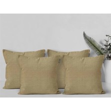 Goccia Home 4'lü Kırlent Kılıfı Keten Görünümlü Soft Koltuk Sırt Hediyelik Punch Yapılabilir Gri
