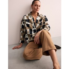 Marks & Spencer Keten Geometrik Desenli Relaxed Fit Gömlek