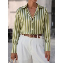 Mass Fashion Kadın Çizgi Detaylı Şık Gömlek