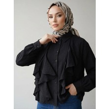 Foremia Fırfır Detay Tunik-Siyah -