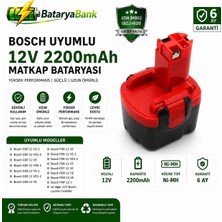 BataryaBank Bosch 12V 2200MAH Ni-Cd Matkap Batarya