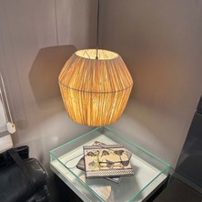 Noldecoration Konik 34CM x 26CM Daire Elyapımı Naturel Rafya Modern Dekoratif Sarkıt Avize