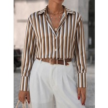 Mass Fashion Kadın Çizgi Detaylı Şık Gömlek
