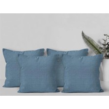 Goccia Home 4'lü Kırlent Kılıfı Keten Görünümlü Soft Koltuk Sırt Hediyelik Punch Yapılabilir Gri