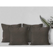Goccia Home 4'lü Kırlent Kılıfı Keten Görünümlü Soft Koltuk Sırt Hediyelik Punch Yapılabilir Gri