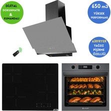 Eminçelik ve Afm Marka T9 Airfryer Vitro Elektr Dijital Antrasit Ankastre Set AF2190G +V6-04+FM3409