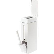 2'si 1 Arada Kapaklı Çöp Kovası Tuvalet Fırçalı Set Kompakt ve Şık Tasarım Banyo Wc Mutfak Ev Ofis Için Pratik Çöp Kutusu ve Klozet Fırçası