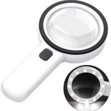 30X 95MM Çift Hd Optik Cam Lens El Büyüteç 1 Uv 12 LED Işıklı