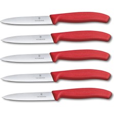 Victorinox 5 Parçalı Sebze Bıçağı Seti Swiss Classic Kırmızı — 10 cm Tırtıksız — Dom