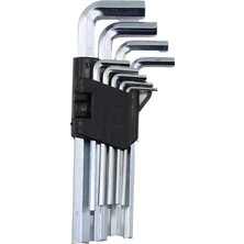9 Parça Krom Uzun Düz Alyan Anahtar Seti 150 mm (2–10 Mm) Dayanıklı Çelik Allen Anahtar Takı