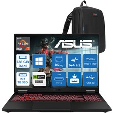 Asus Tuf Gaming A16 FA608UMI Amd Ryzen™ 7 260 Aı 128GB Ddr5 2tb Ssd+2tb 8GB/RTX5060 115W 16-Inch Fhd+ 1920 x 1200, 144Hz 3ms IPS-SRGB:100% WINDOWS11HOME Gaming Laptop WTU166H54ZETTAÇANTA