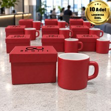 BK Gift Logonuza Özel 10 Adet Renkli Kutulu 300 ml Kupa Bardak Kurumsal Promosyon Hediye Seti 3 Renk