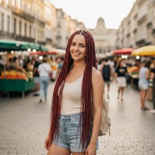 Elivora Afrika Örgüsü ve Rasta Için Sentetik / Koyu Kızıl