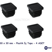 Holtech 30 x 30 mm Plastik Iç Tapa 4 Adet Kare Içe Geçme Profil Tapası Siyah