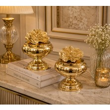 Parla Decor Dekoratif 2li Mercan Ayaklı Şekerlik Takım Gold/gold