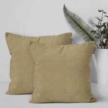 Goccia Home 2'li Kırlent Kılıfı Keten Görünümlü Soft Koltuk Sırt Hediyelik Punch Yapılabilir Pembe