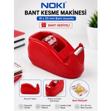 Noki Bant Kesme Makinesi Kırmızı | 12 x 33 ve 19 x 33 mm Bant Uyumlu + Bant Hediyeli