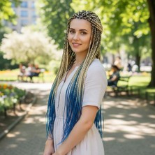 Elivora Afrika Örgüsü ve Rasta Için Sentetik Ombreli / Platin / Lacivert