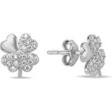 925 Ayar Gümüş Rodyumlu Minimal Zeytin Dalı Tragus Piercing Küpe