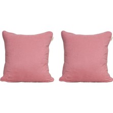 Goccia Home 2'li Kırlent Kılıfı Biyeli Dekoratif Bohem Soft Koltuk Sırt Hediyelik Punch Yapılabilir Pembe