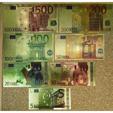 Gündüz Ticaret Altın Varaklı Euro Yabancı Kağıt Para Seti 7 Adet Görseldeki Ürün Gönderilecektir/ K-130